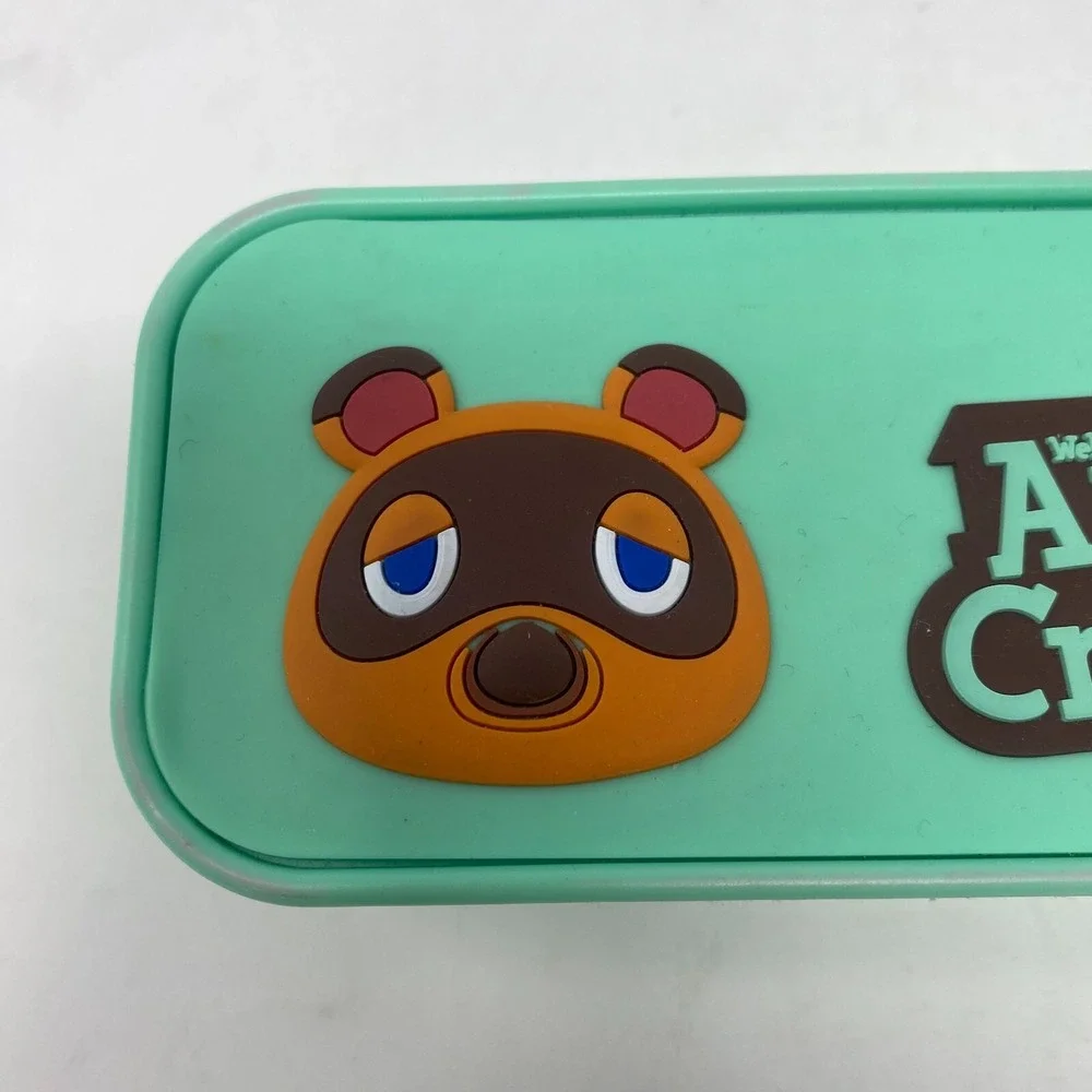 Nintendo Animal Crossing New Horizons Silicone Green Pencil Box‎ Case Pen Marker